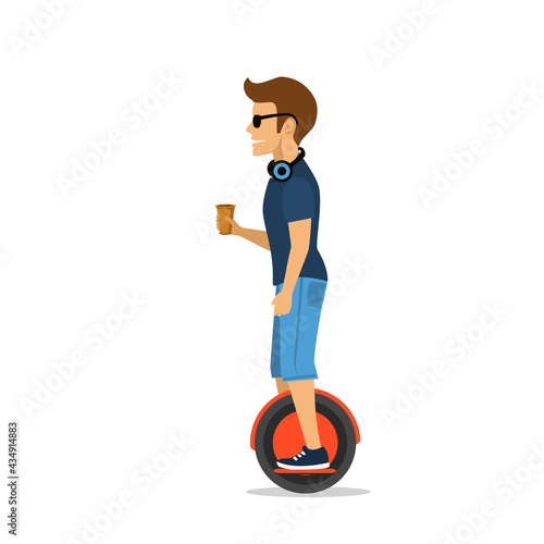 man riding electric monowheel hoverboard