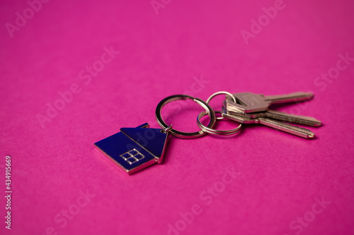 Keys from new house. Family buys a house or apartment.