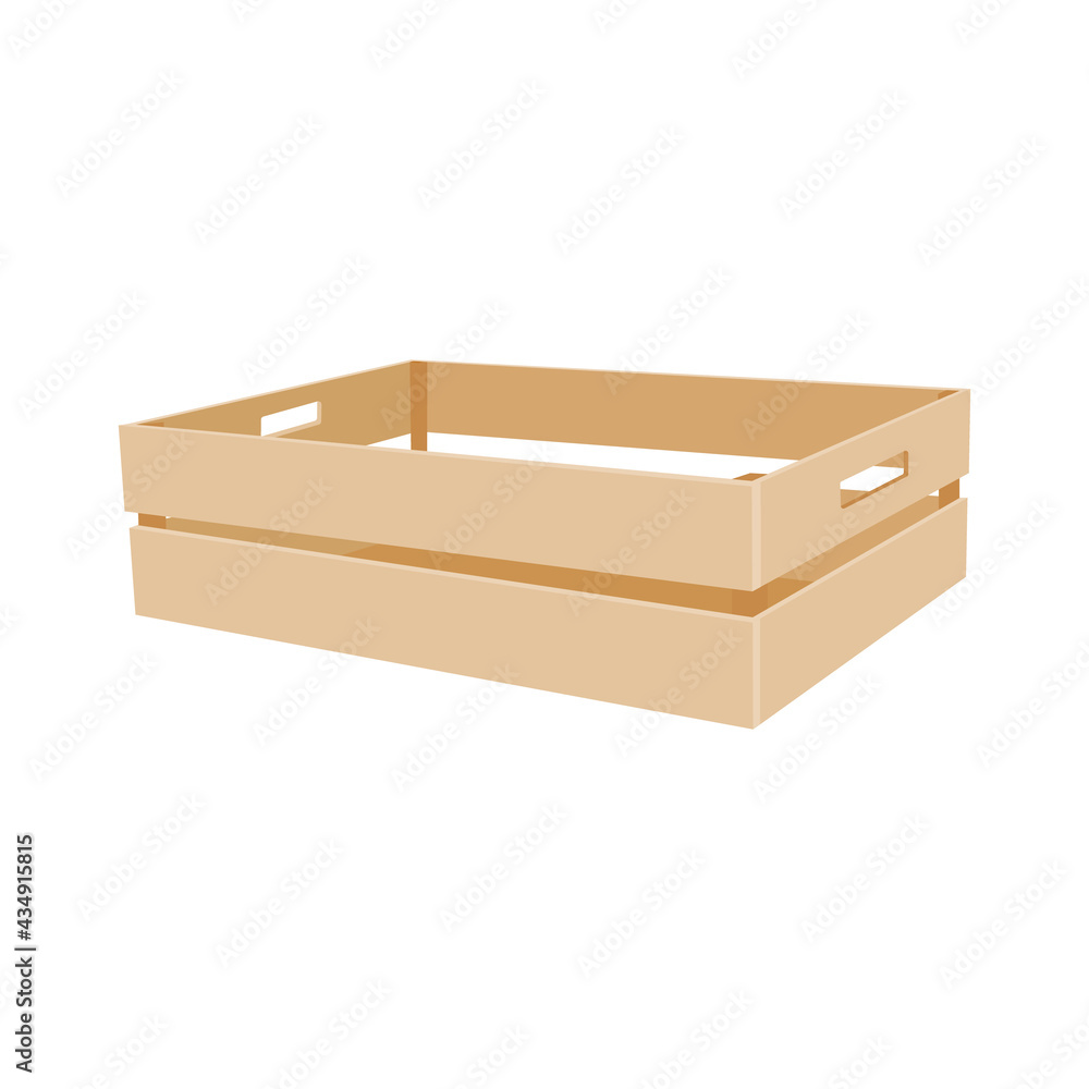 Wooden box for storing and transporting fruits and vegetables. Fruit crate. Vector illustration isolated on white background. Wooden box for storing and transporting fruits and vegetables. Fruit crate. Vector illustration isolated on white background.