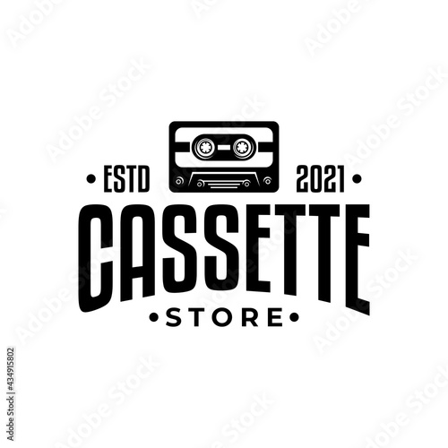 vintage cassette logo for retro music store.