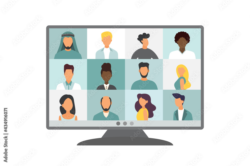 Video conferencing. Remote work. Video call conference, working from home, social distancing, business discussion. Video conferencing. Remote work. Video call conference, working from home, social distancing, business discussion.
