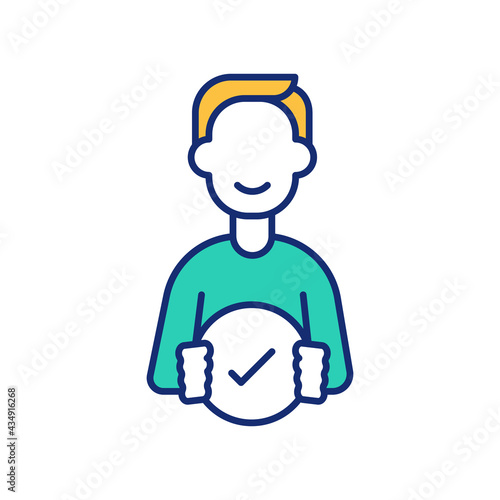 Bloggers positive influence RGB color icon. Individual identity. Reputation management. Brand marketing. Social media influence. Unique brand creation. Isolated vector illustration