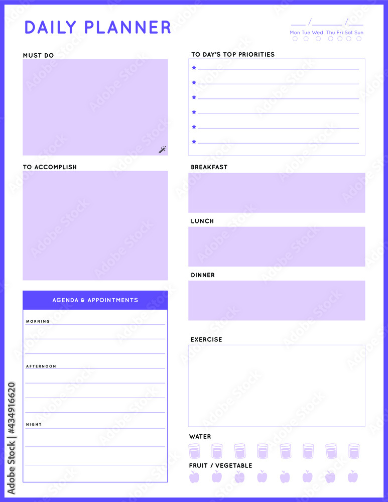 Daily planner template. printable template - Easy to plan your day ...