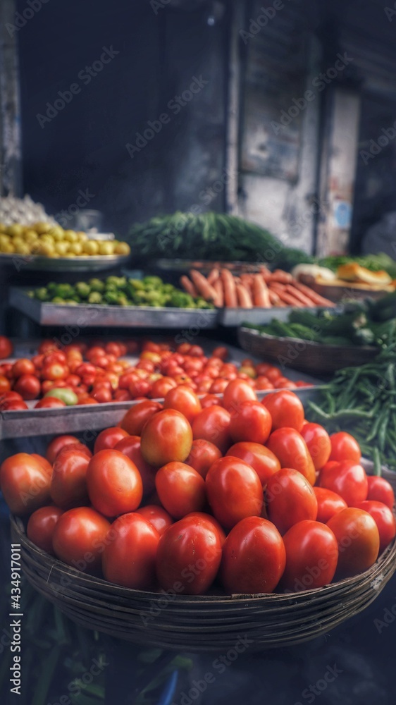 tomatoes in a market