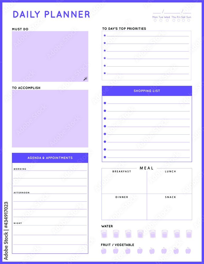 Daily planner template. printable template - Easy to plan your day. Planner note pages templates - Daily tasks, goals and appointments template -Undated Daily Planner with ToDol list - Todays Plan- 8. Daily planner template. printable template - Easy to plan your day. Planner note pages templates - Daily tasks, goals and appointments template -Undated Daily Planner with ToDol list - Todays Plan- 8.