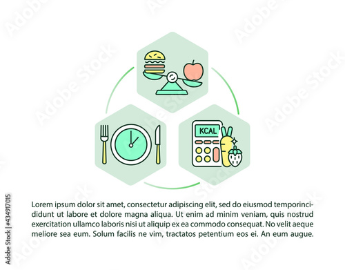School meal standards concept line icons with text. PPT page vector template with copy space. Brochure, magazine, newsletter design element. Heathy snacks in cafeteria linear illustrations on white