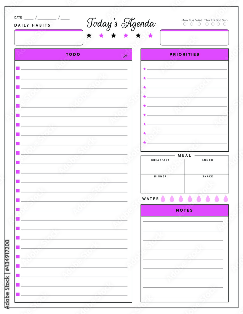 Daily planner template. printable template - Easy to plan your day ...