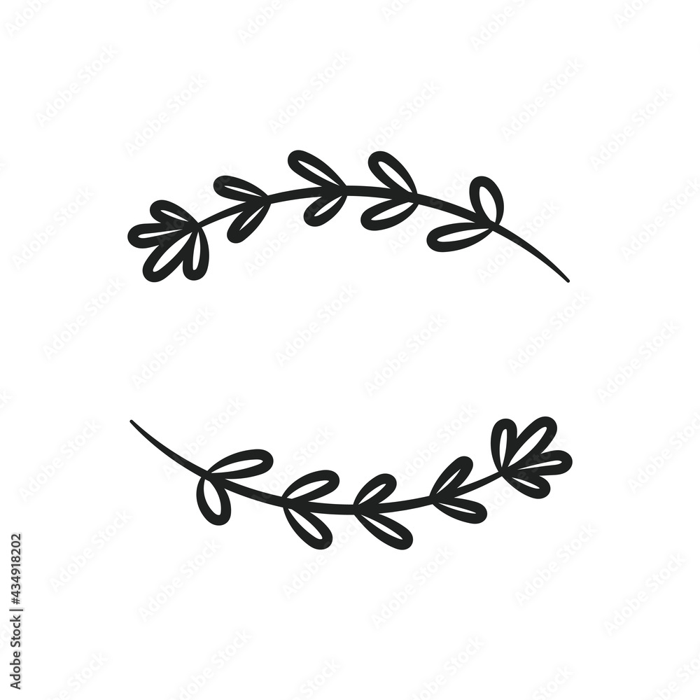 Fototapeta premium Herbs. Decor. Black silhouette. Cut board design template.