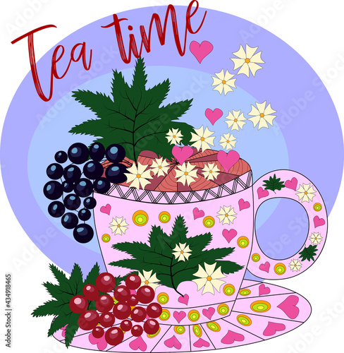Tea cooked with love. Hand drawn design element
