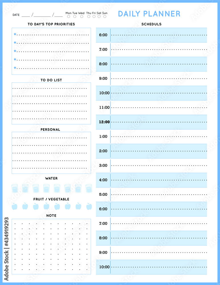 Daily planner template. printable template - Easy to plan your day. Planner note pages templates - Daily tasks, goals and appointments template -Undated Daily Planner with ToDol list - Todays Plan- 8. Daily planner template. printable template - Easy to plan your day. Planner note pages templates - Daily tasks, goals and appointments template -Undated Daily Planner with ToDol list - Todays Plan- 8.