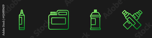 Set line Paint spray can, Marker pen, Paint, gouache, jar, dye and . Gradient color icons. Vector