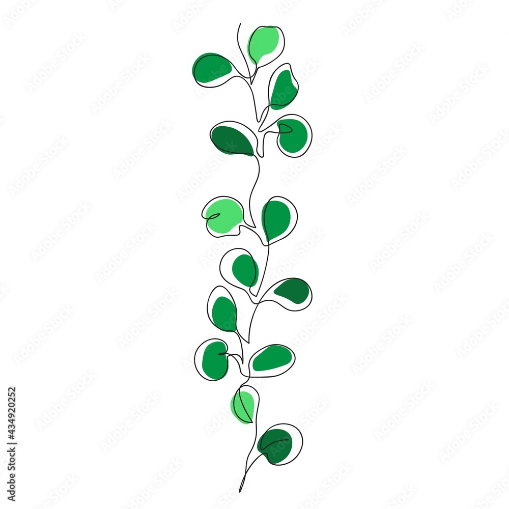 Liana leaves. One line art. Single line liana Liana leaves. One line art. Single line liana