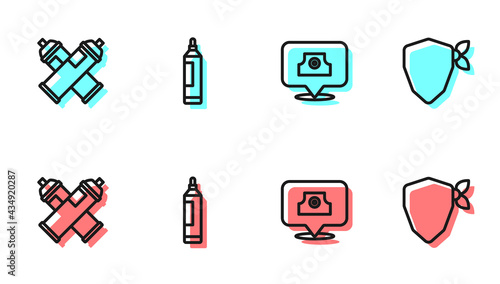 Set line Spray can nozzle cap, Paint spray, Marker pen and Vandal icon. Vector