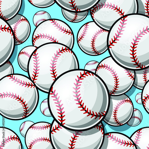 Vector seamless pattern with baseball softball ball graphics. Ideal for wallpaper, packaging, fabric, textile, wrapping paper design and any kind of decoration