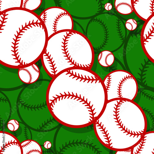Baseball softball ball seamless pattern vector graphics. Ideal for wallpaper, packaging, fabric, textile, wrapping paper design and any kind of decoration
