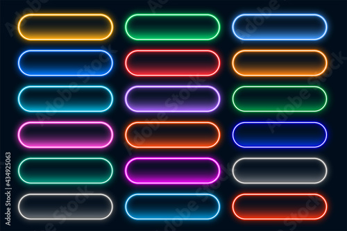glowing neon web buttons collection
