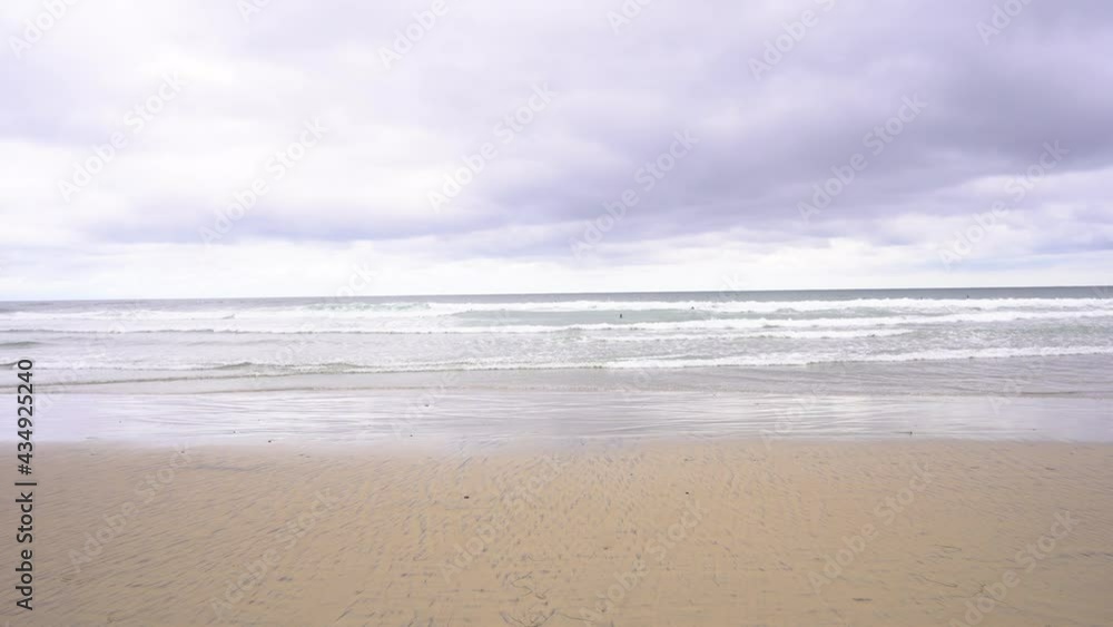 4k video. Beautiful beach in front of the ocean in California on a cloudy day 4k video. Beautiful beach in front of the ocean in California on a cloudy day