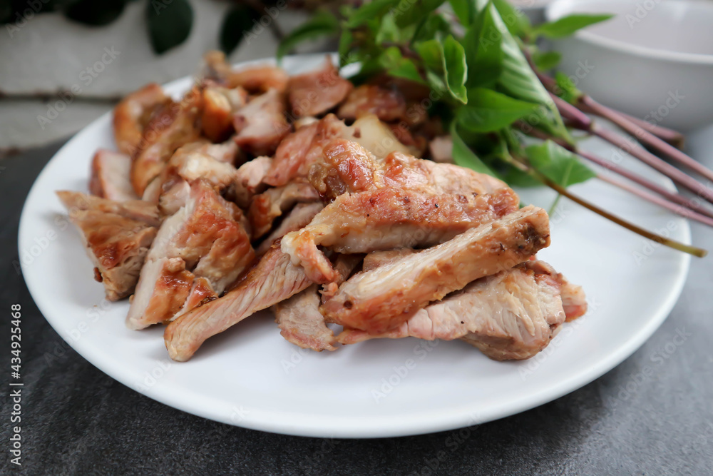 grilled pork , pork steak or sliced pork grilled pork , pork steak or sliced pork