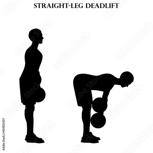 Straight leg deadlift exercise strength workout illustration silhouette