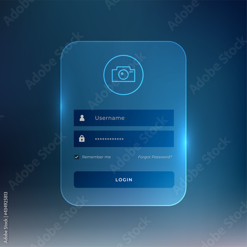 login page template in glass style