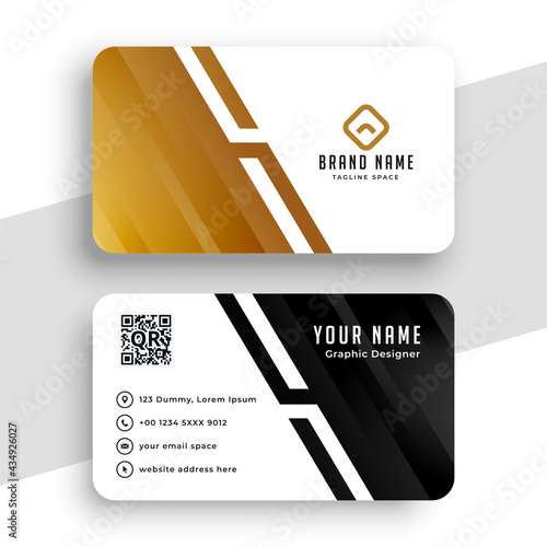 golden business card in geometric shape style