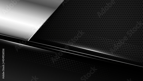 abstract black wallpaper with metallic silver shapes