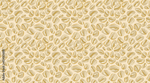 Oat flakes porridge Seamless pattern on beige background. Vector hand drawn illustration