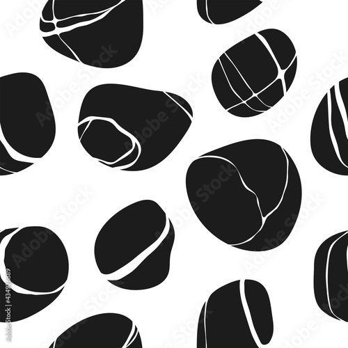 Abstract Vector Nature Backgroung Relax Stones. Hand Drawn Pattern Rocks for Massage. Fashion Illustration Black and White Spa Texture photo