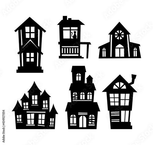 Spooky houses on white background