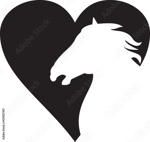 Horse and heart layered vector icon