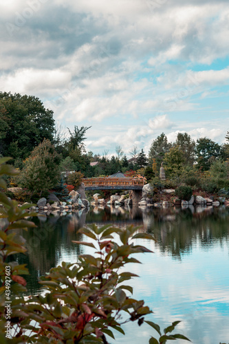 Fototapeta Naklejka Na Ścianę i Meble -  Beautiful landscape of the bridge at the japanese garden