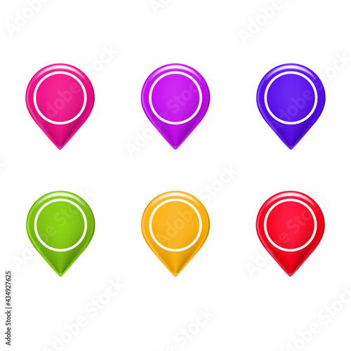 Free Download Checkpoint pin icons, website set consisting of six design elements, vector illustrations - GFXLoad