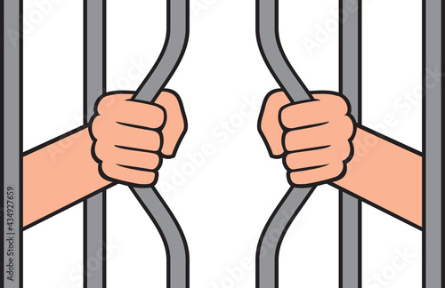 prison break - hands holding bars (man in jail) 