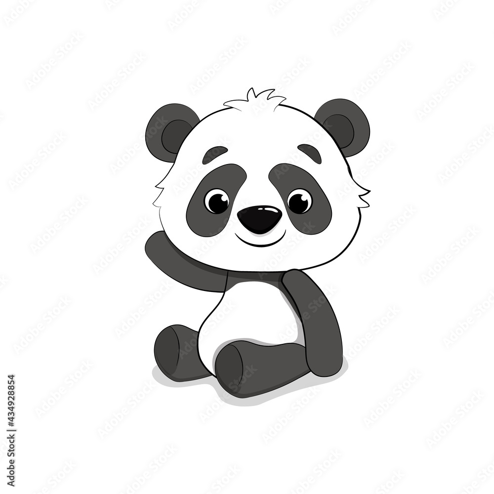 Fototapeta premium Cute Cartoon Panda isolated on a white background. Panda bear 