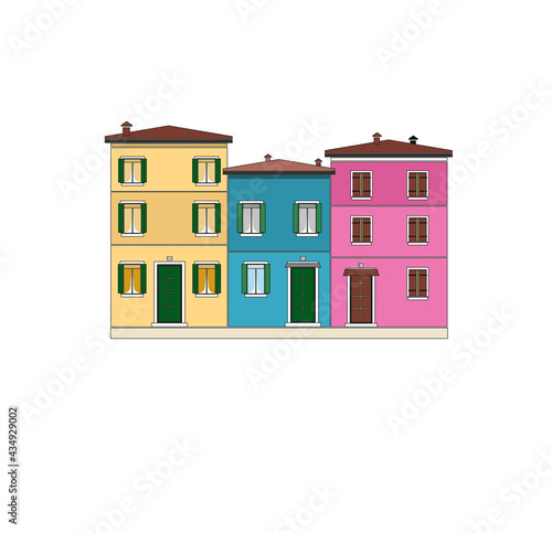 DRAWING OF HISTORICAL BUILDINGS OF VENICE, ANCIENT ITALIAN ARCHITECTURE IN GOTHIC AND NEOCLASSIC STYLE