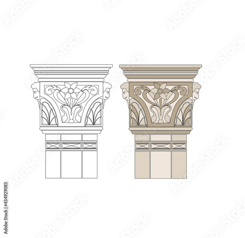 ANCIENT ROMAN AND HISTORICAL CLASSIC DECORATIONS GOTHIC COLUMNS AND FRIEZES IN ANCIENT VETIAN STYLE
