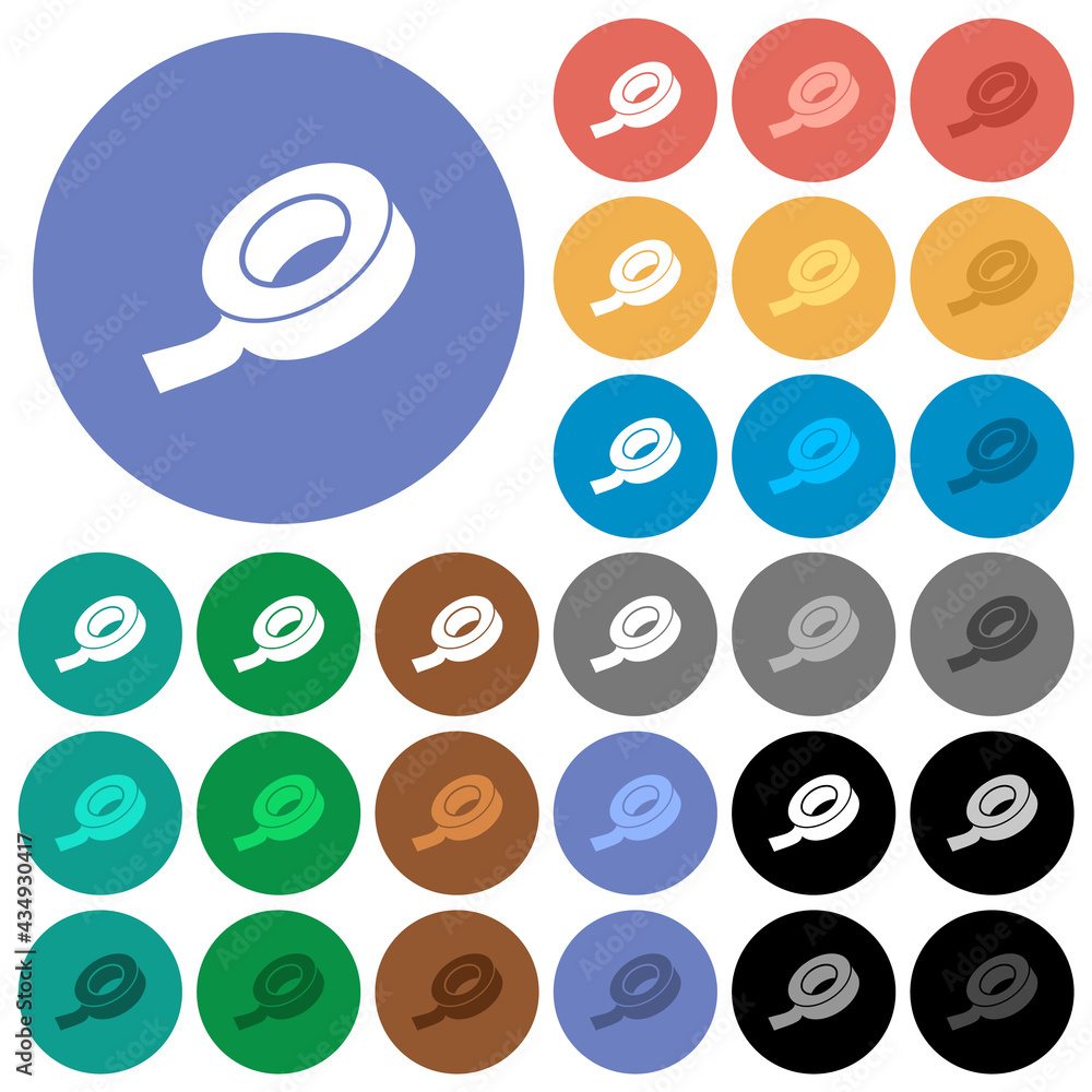 Insulating tape round flat multi colored icons Insulating tape round flat multi colored icons