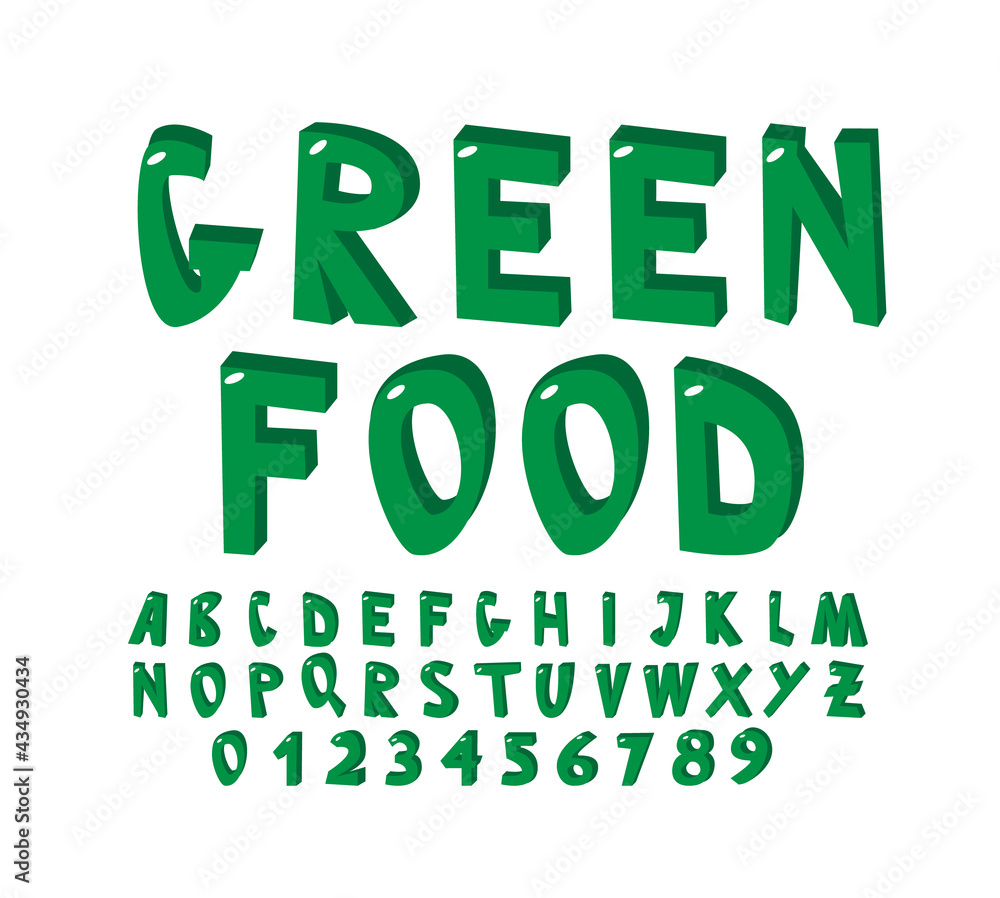 Green font in eco style creative vector font. Green font in eco style creative vector font.