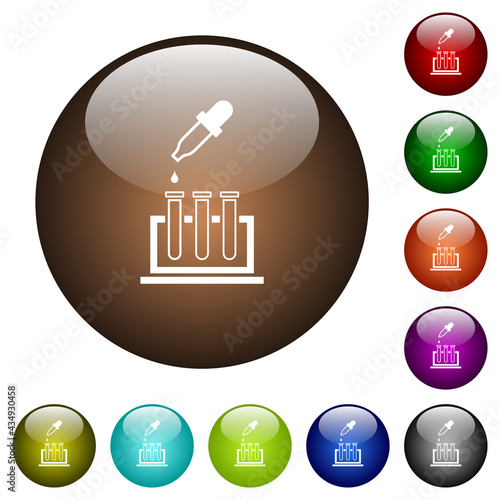 Chemical experiment color glass buttons photo