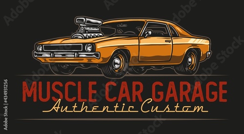 Custom muscle car colorful emblem