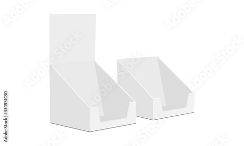 Counter Display Boxes Isolated on White Background, Side View. Vector Illustration