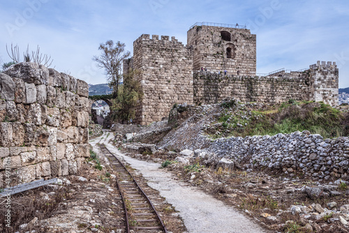 Ruins and castle in archeological area of Byblos historical town, Lebanon photo