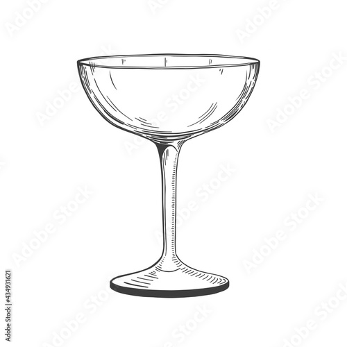 Hand drawn cocktail glass. Vector illustration isolated on white background