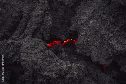 Iceland Volcanic eruption 2021. The volcano Fagradalsfjall is located in the valley Geldingadalir close to Grindavik and Reykjavik. Hot lava and magma coming out of the crater. photo