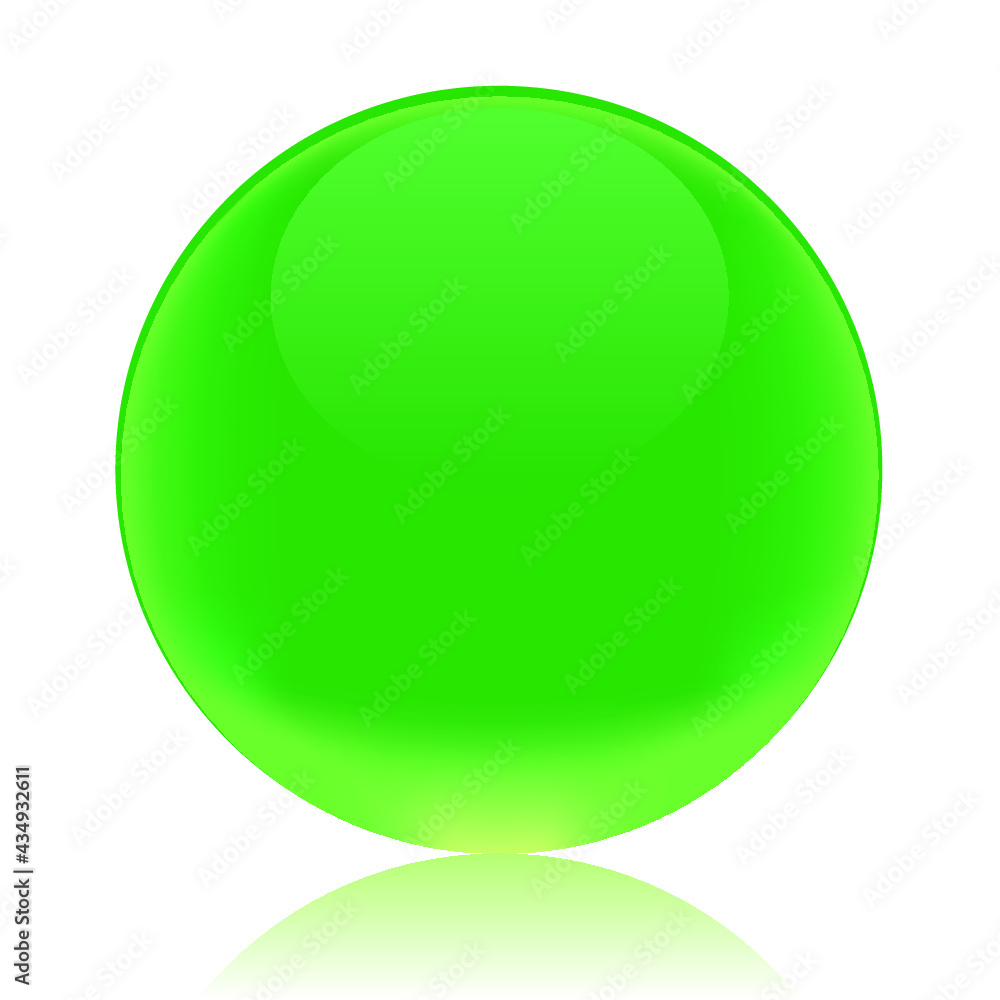 Green glossy button isolated on a white background