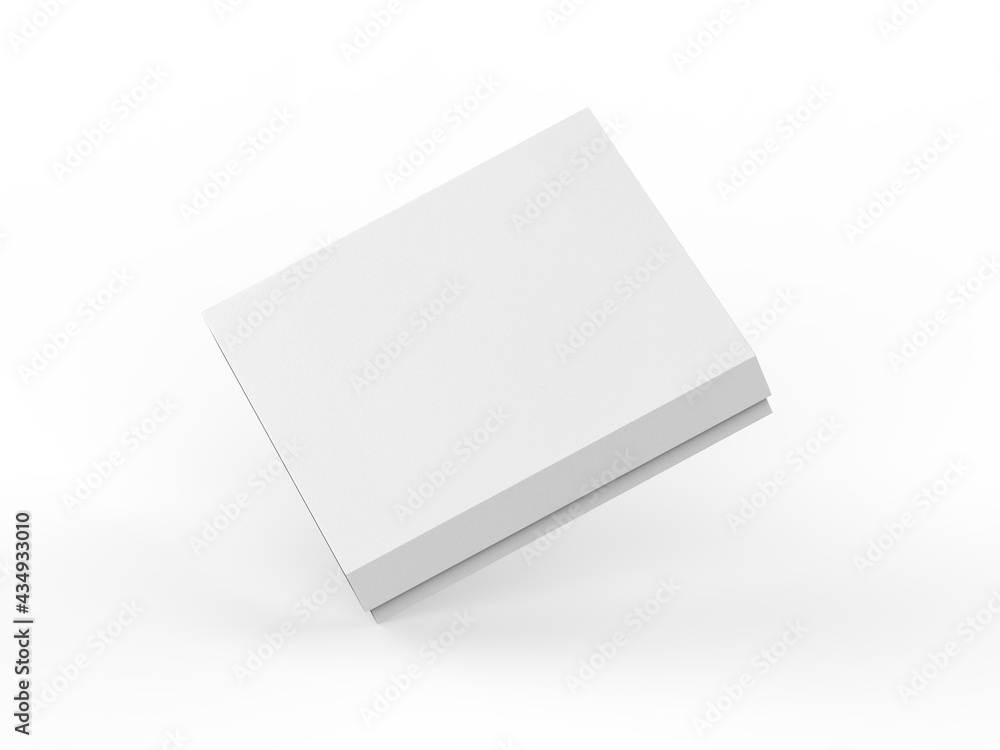 White slim square cardboard packaging box mockup, Kraft paper box mock up template on isolated white background, 3d illustration White slim square cardboard packaging box mockup, Kraft paper box mock up template on isolated white background, 3d illustration