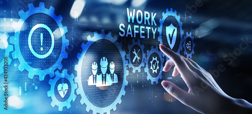 Work safety HSE Regulation rules business concept on screen