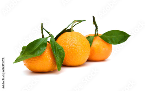 Ripe mandarin citrus isolated tangerine mandarine orange on white background. 