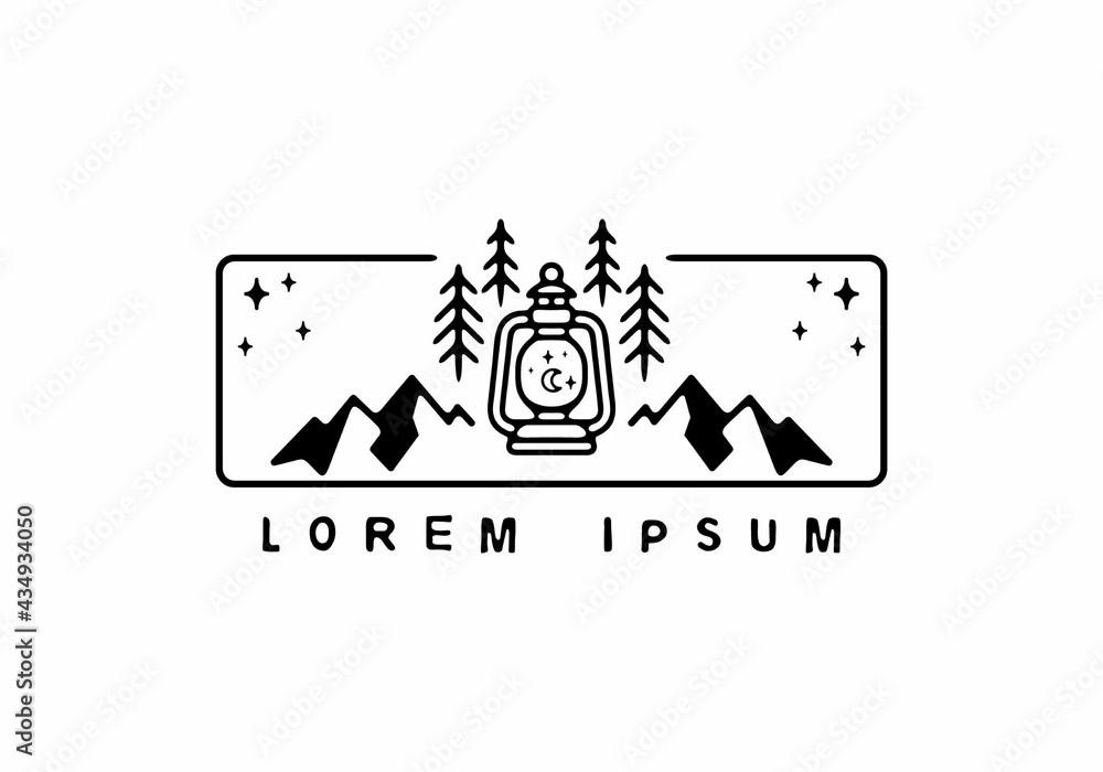 Mountain lantern line art illustration Mountain lantern line art illustration