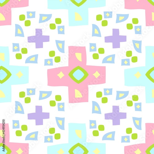Abstract pastel Multicolor Repeat Pattern With Crosses